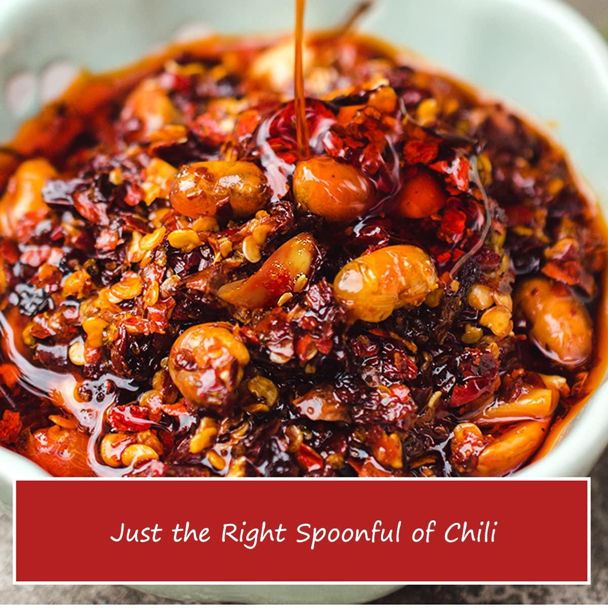 Chili Sauce, Chinese Chili Oil Hot Crisp Sauce with with Roasted Chili, Soybean, Peanut Chili Sauce, Ready to Eat and Use as Sauce, Condiment,280g/9.9oz - Mighty Depot