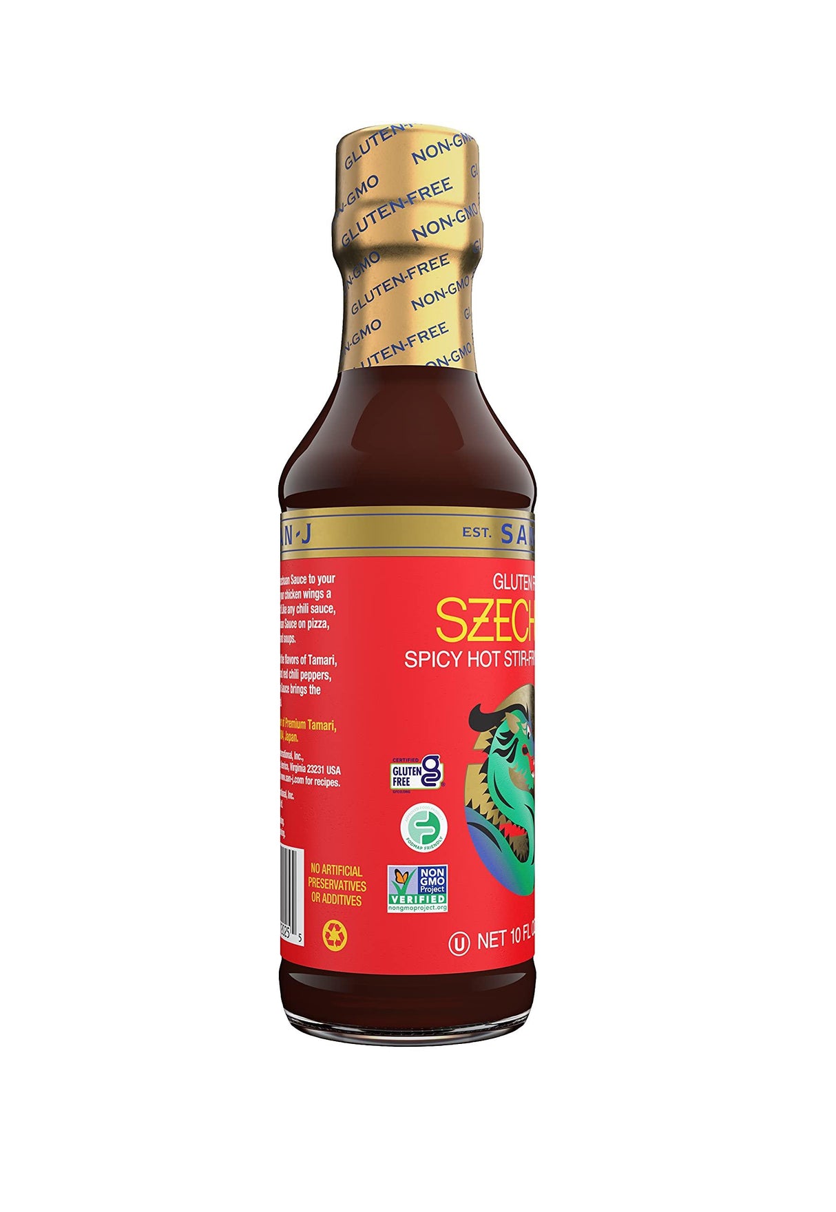 San-J Gluten Free Szechuan Cooking Sauce | Hot & Spicy Marinade & Stir Fry | Kosher, Non GMO, No Artificial Preservatives | Add a New Spicy Twist to Your Favorite Dish | 10 Fl Oz (Pack of 6) - Mighty Depot