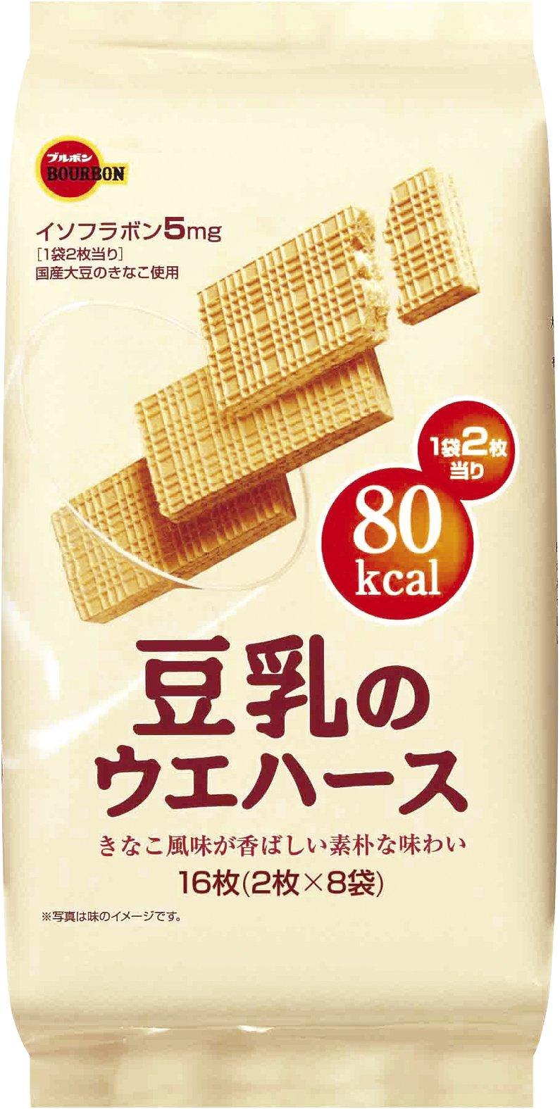 Bourbon Soybean Cream Soy Wafers Biscuit Cookies 16pcs - 6 Pack - Japan Import - Mighty Depot