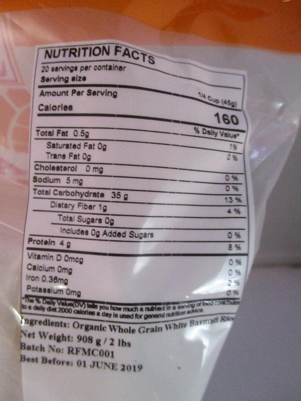 Swad Organic White Basmati Rice - 2 lbs - Mighty Depot