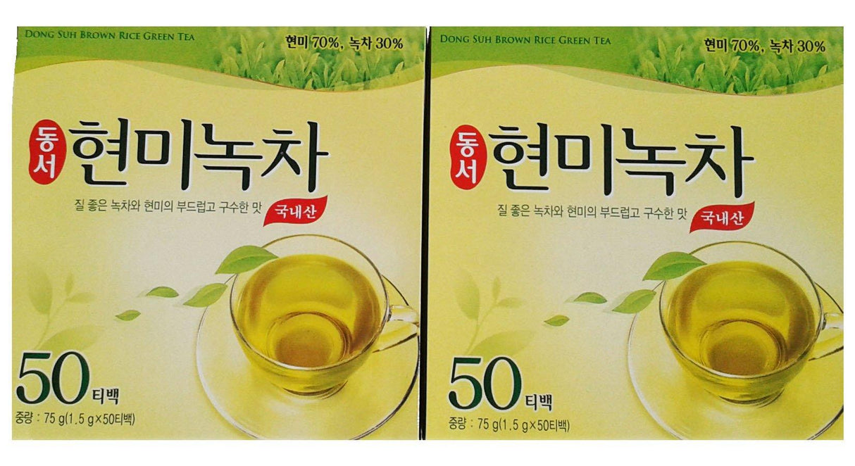 Dong Suh Korean Brown Rice Green Tea Pack of 2(100(tea Bag) - Mighty Depot