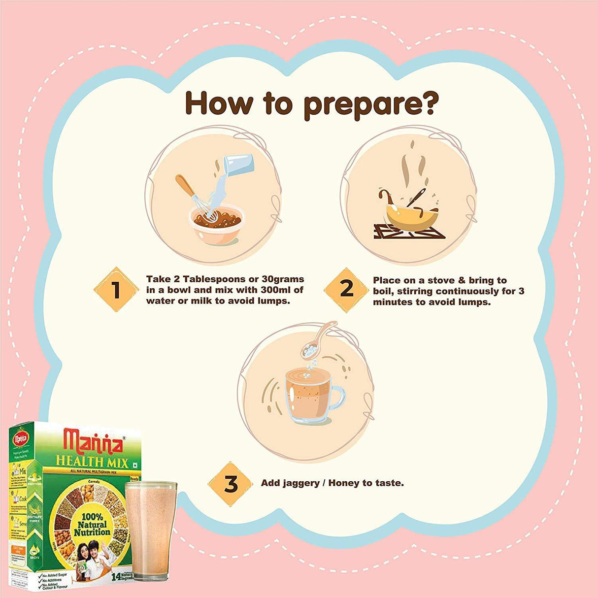 Manna Multigrains Health & Nutrition Drink - 500g (No Added Sugars & Preservatives) - Mighty Depot