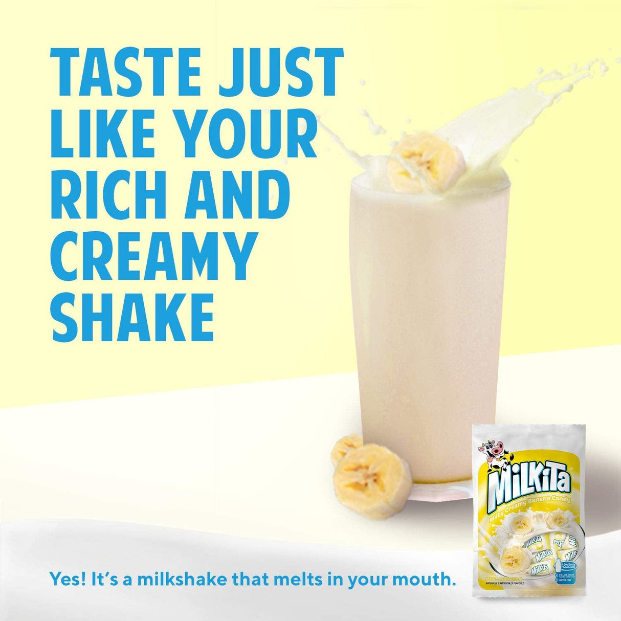 Milkita Creamy Shake Candy Bag, Gluten Free Chewy Candies with Calcium & Real Milk, Zero Trans Fat, Low-Sugar - Mighty Depot