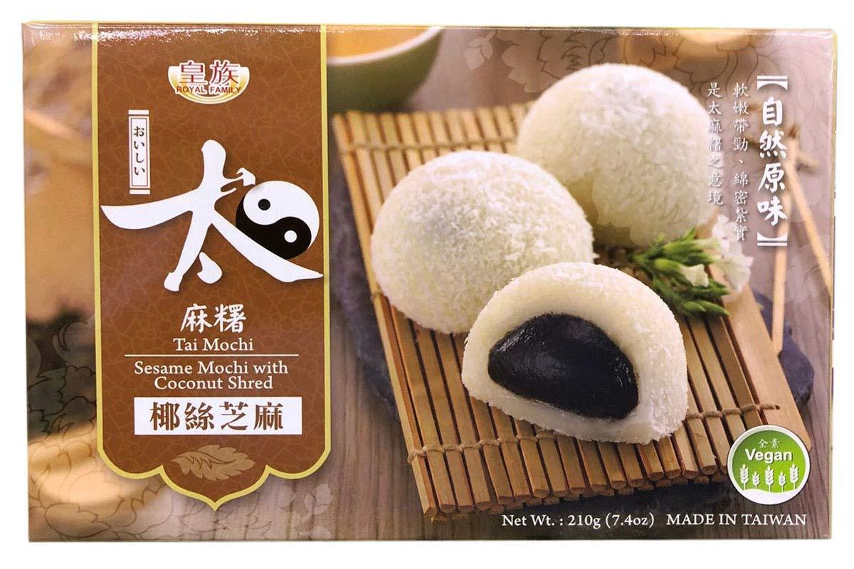 Royal Family Japan Tai Mochi sesame mochi with coconut shred 芝麻麻糬椰丝大福 - Total of 2 boxes - Mighty Depot