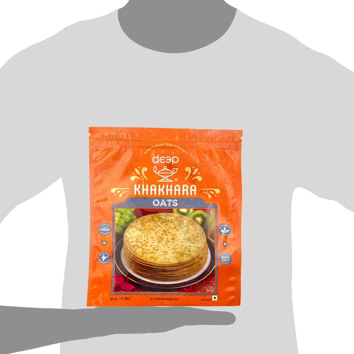 Deep Oats Khakhara - 7 oz | 100% Natural Ingredient & Spices | Thin & Crispy | Traditional Gujrati Indian Tasteful & Healthy Ready to Eat Snack | Hygienically Vacuum Packed | Serve with Tea & Coffee - Mighty Depot