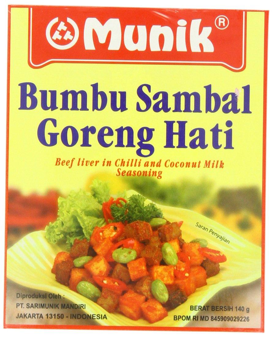 Munik Sambal Goreng Hati Beef Liver in Chili and Coconut Seasoning, 140-Gram - Mighty Depot