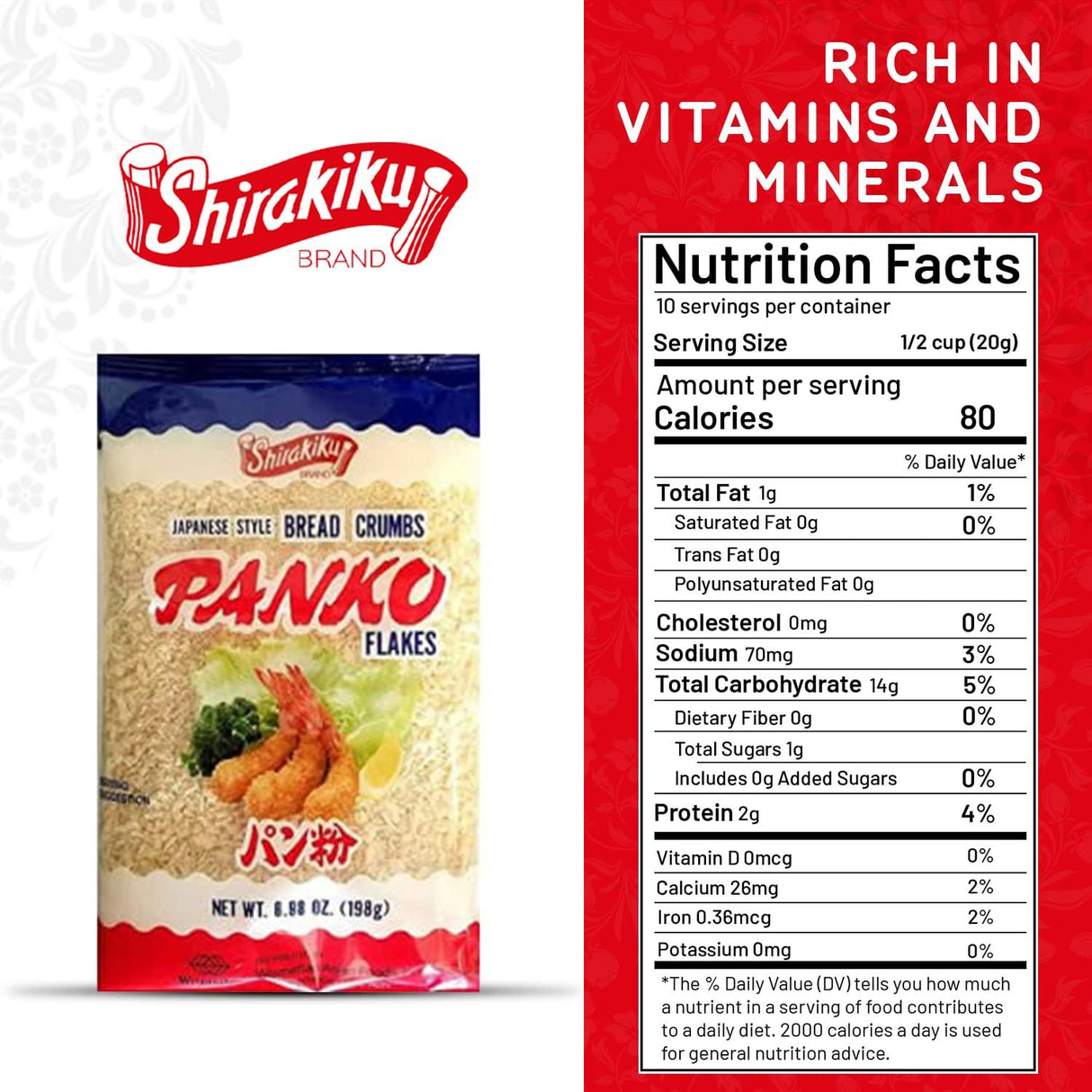 Shirakiku Japanese Style Panko Flakes Bread Crumbs - Perfect for topping, Coating Fish, Chicken and Shrimp | Healthy Wheat Flour Bread Crumbs | 6.98 Oz - (Pack of 6) - Mighty Depot