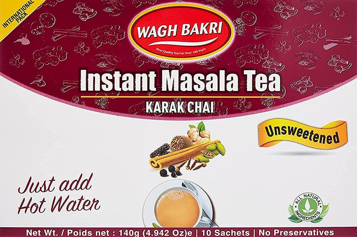 Wagh Bakri Instant Masala Chai Tea Unsweetened - 10 Sachets … - Mighty Depot