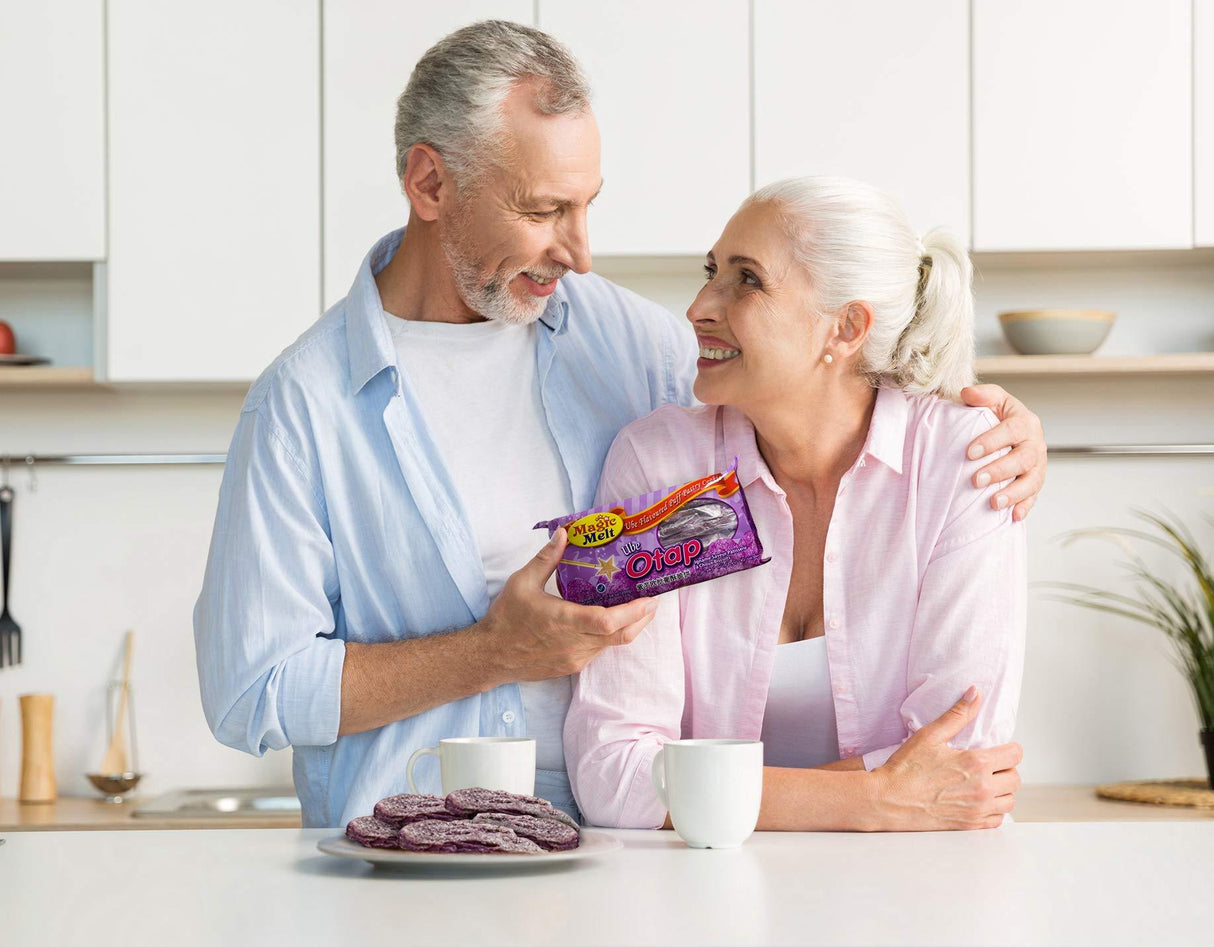 MAGIC MELT Puff Cookie Special Ube OTAP - Best from the Philippines – Purple Yam Oval shaped puff pastry, flaky brittle and garnished with sugar - Mighty Depot