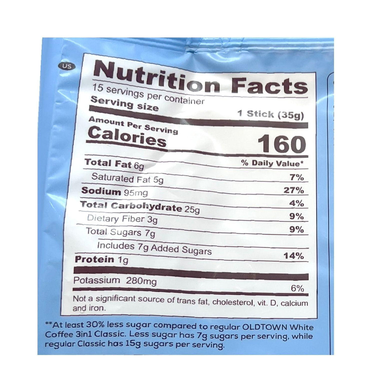 old town instant premix white coffee less sugar 525G 15 STICKS(pack of 2) - Mighty Depot