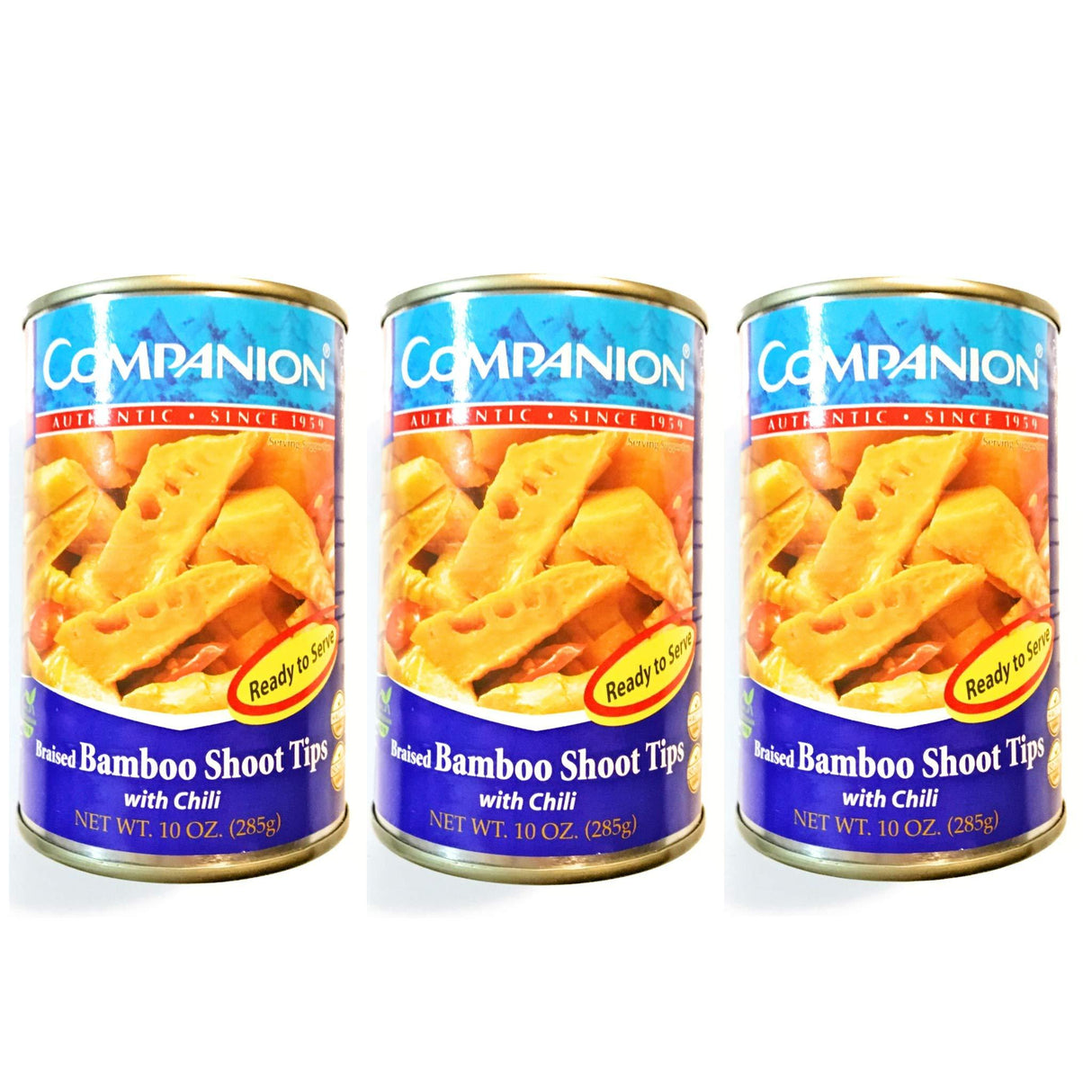 3 Pack Companion Braised Bamboo Shoot Tips With Chili (10 Oz Each)辣椒燜筍尖 - Mighty Depot