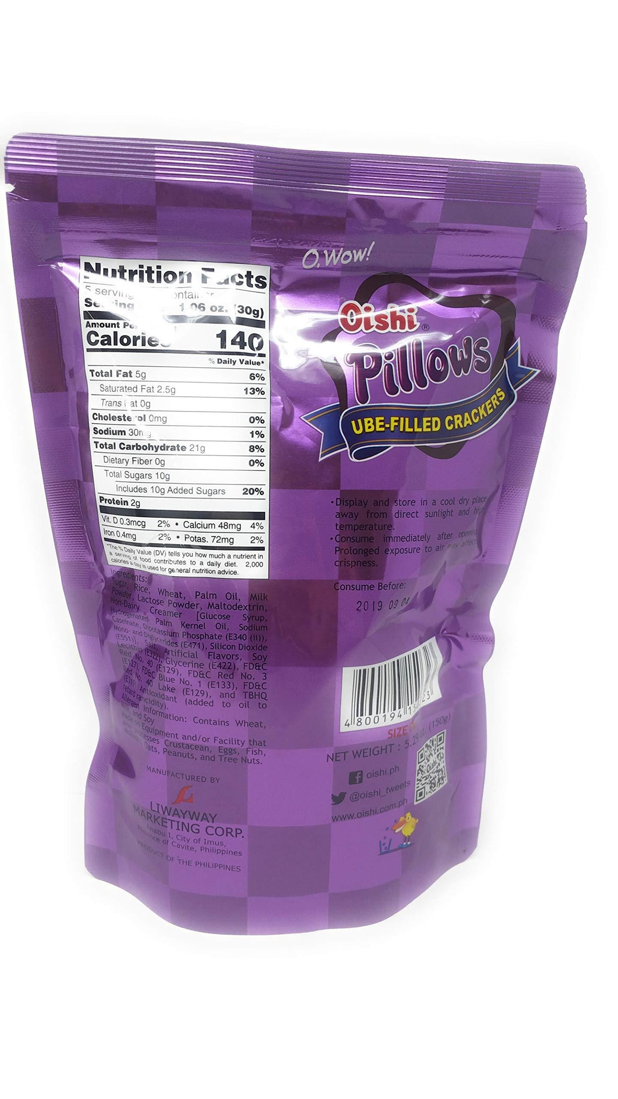 Oishi Pillows Crackers,1.34 Ounce - Mighty Depot