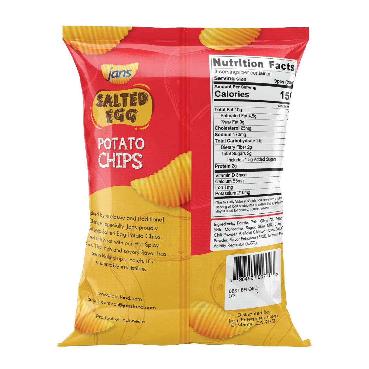 Jans Salted Egg Potato Chips, 3.5oz - Mighty Depot