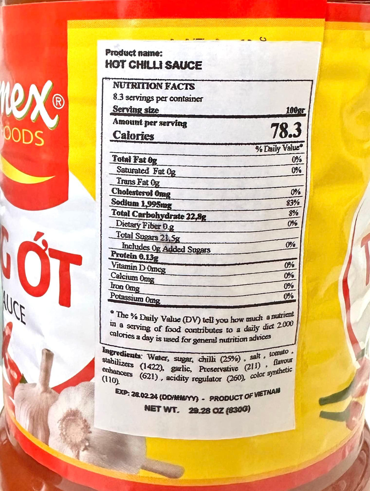 CHOLIMEX Chili Hot Sauce - Tuong Ot 830g - 29.2oz (pack of 2) - Mighty Depot