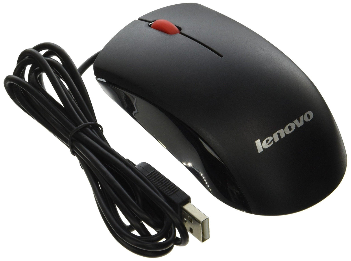 Lenovo Genuine 45J4889 M-U0025-O USB 2-Button Black Red Scroll Wheel Computer PC Optical Mouse Compatible Part Numbers: 45J4888, 25011476, 45J4889, M-U0025-O - Mighty Depot