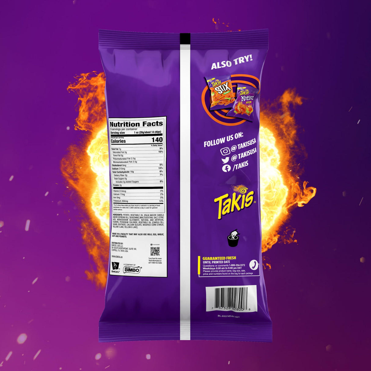Takis Habanero Fury Kettlez 12 ct, 8 oz Sharing Size Case, Habanero Flavored Hot Spicy Kettle-Cooked Potato Chips - Mighty Depot