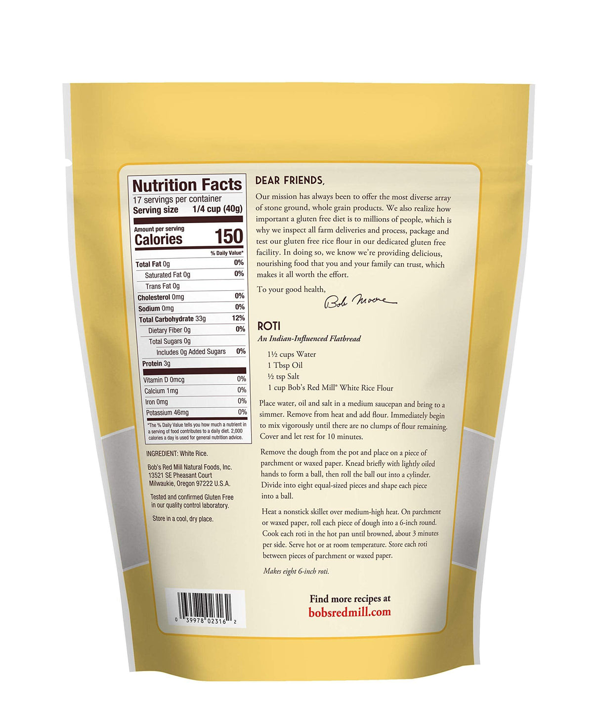 Bob's Red Mill Gluten Free White Rice Flour_P - Mighty Depot