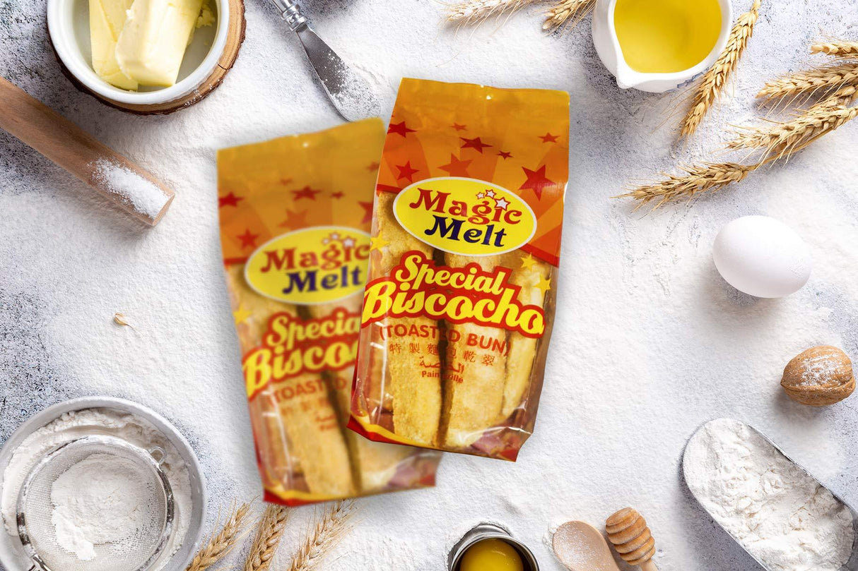 MAGIC MELT Special Biscocho - Best from the Philippines - Crunchy twice-baked Toasted Bun Snack Goes well with Coffee and Tea - Mighty Depot