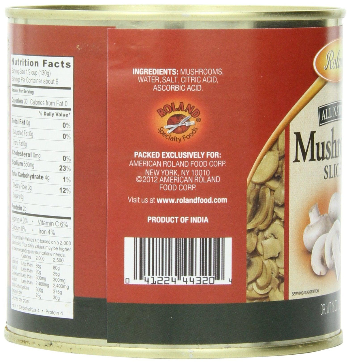 Roland Foods Canned Sliced Button Mushrooms, 16 Ounce Can, Pack of 4 - Mighty Depot