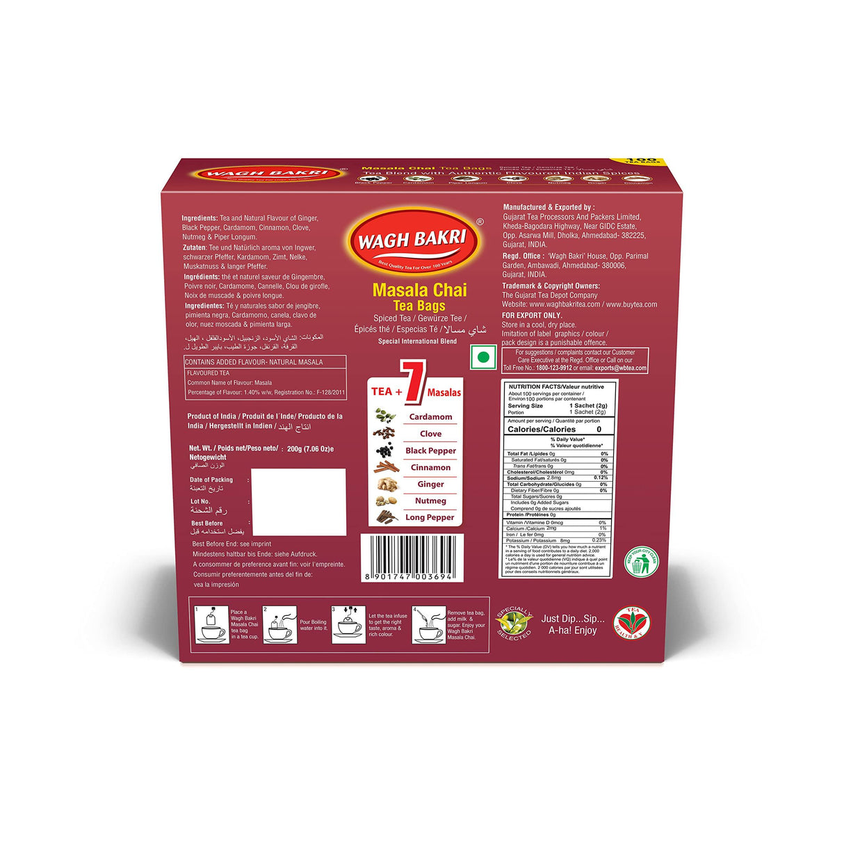 Wagh Bakri Masala Chai Tea 100 Bags Celebration Offer with 25 Green Tea Bags FREE - Mighty Depot