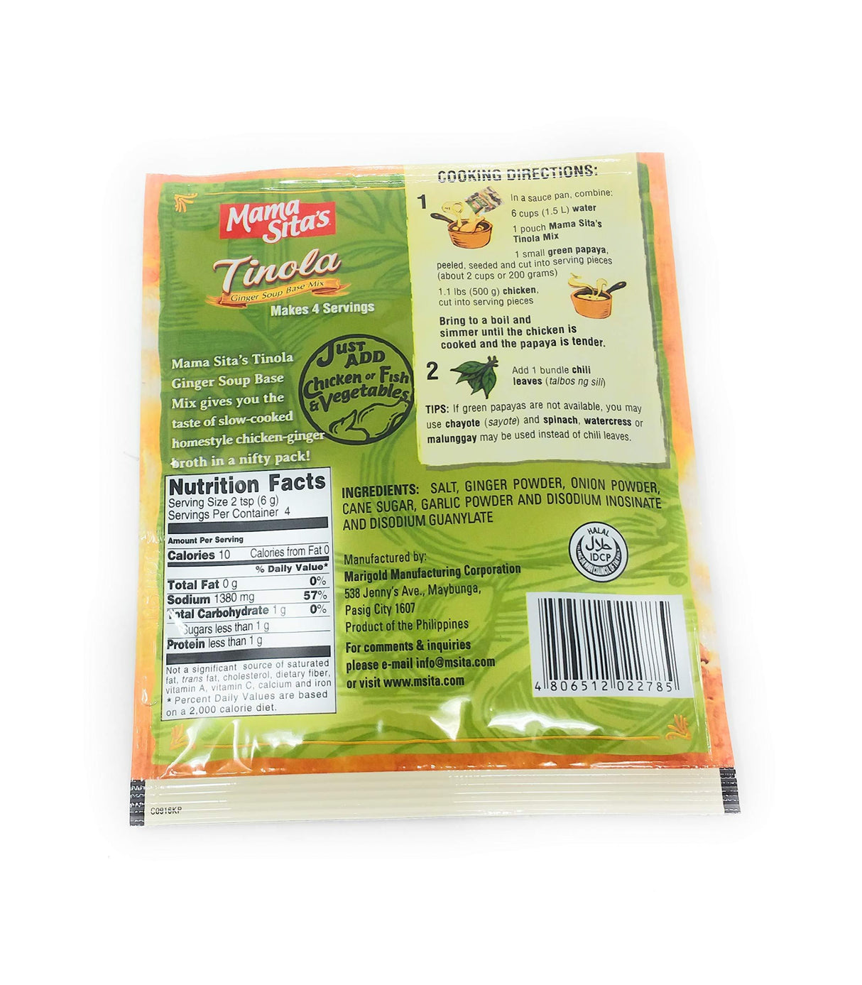 Mama Sita's Tinola Ginger Soup Base Mix, 0.88oz (25g) 4 Pack, Set of 3 - Mighty Depot