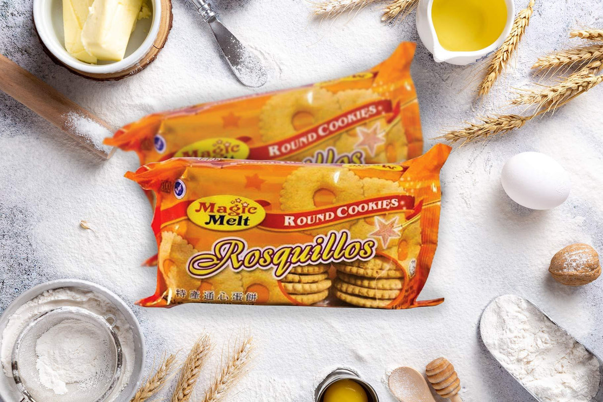 MAGIC MELT Round Egg Cookie ROSQUILLOS - Best from the Philippines – Flowery-shaped with a hole in the center, Best taken with your milk or iced drinks - Mighty Depot