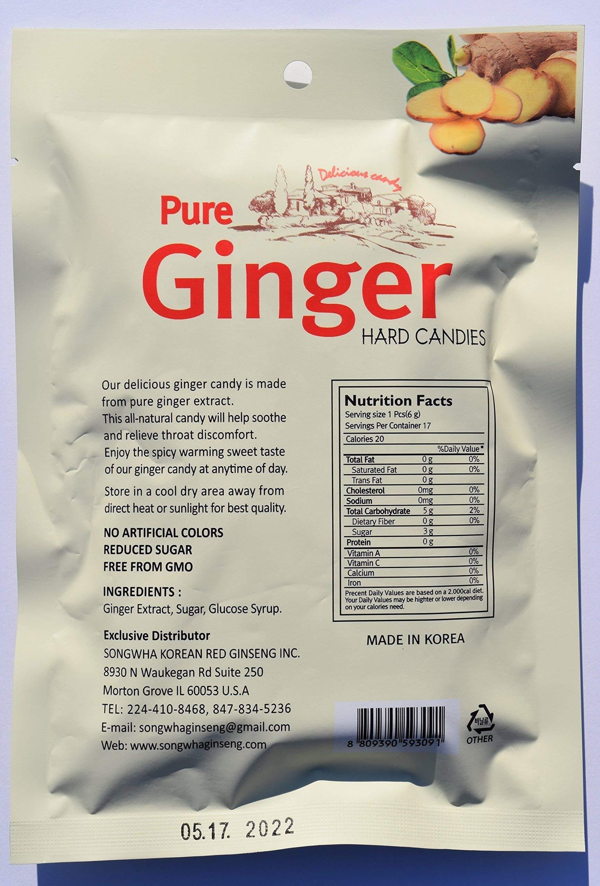 Pure Ginger Hard Candies 3 bags - Mighty Depot