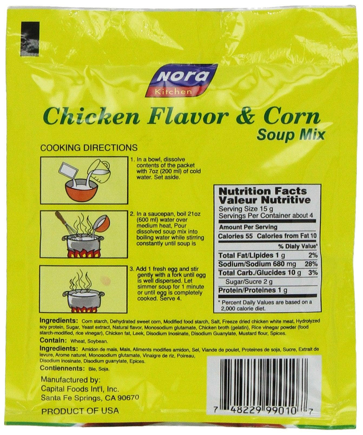 Nora Chinese Style Chicken and Corn Soup Mix, 2.12-Ounce (Pack of 6) - Mighty Depot