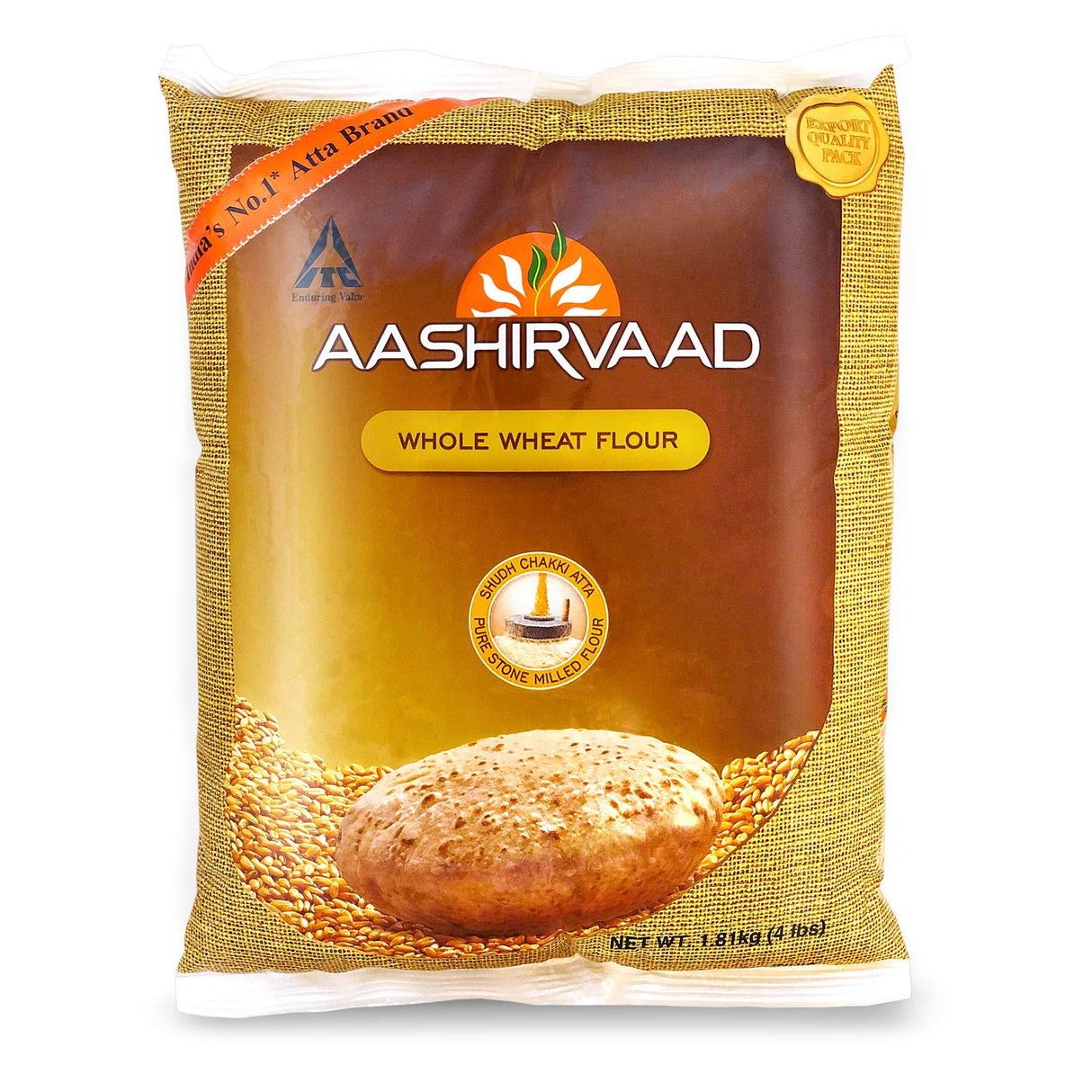 Aashirvaad Whole Wheat Flour - 4 Pound - Mighty Depot