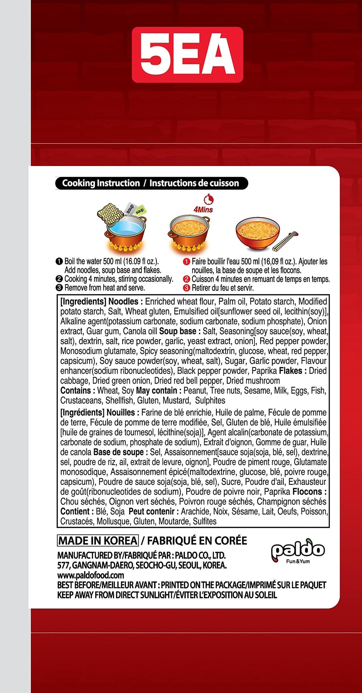 Paldo Teumsae Ramen, 84.6 Oz, Pack of 20 - Mighty Depot