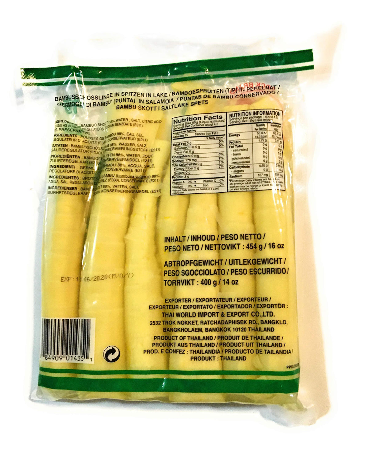 Cock Brand Bamboo Shoot In Brine(Tips) 16 Oz-2 Pack 笋尖 - Mighty Depot