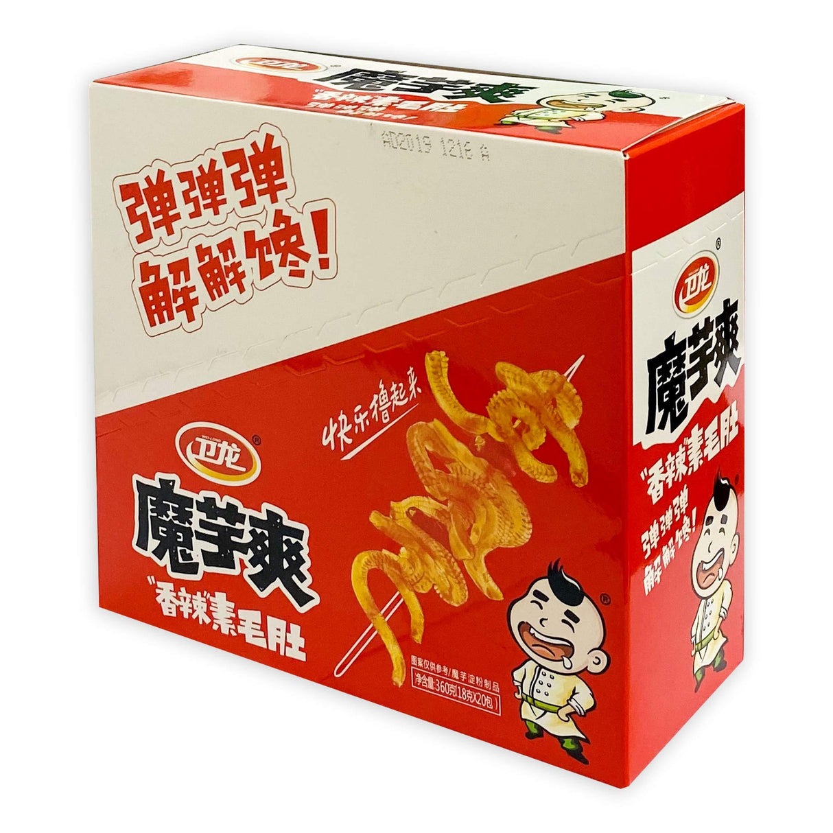 WeiLong Chinese food snack 卫龙 中国小吃零食 系列 (Beancurd products魔芋爽 (香辣)20 x 18g (盒), pack of 2) - Mighty Depot