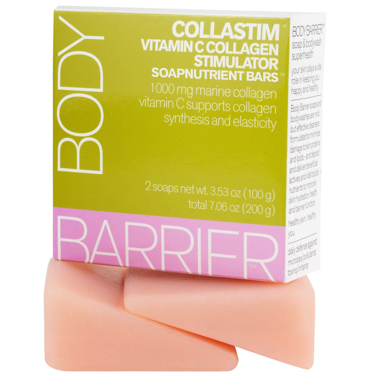 Body Barrier Collastim Vitamin C Collagen Stimulator Soapnutrient Soap Bars, 2 Pack, 7.06 oz - Mighty Depot