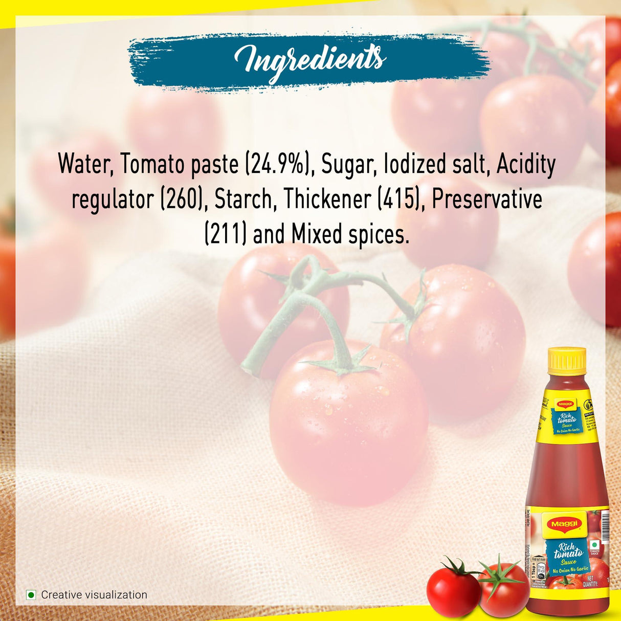 MAGGI TOMATO SAUCE NO GARLIC-ONION - 500 Gms - Mighty Depot