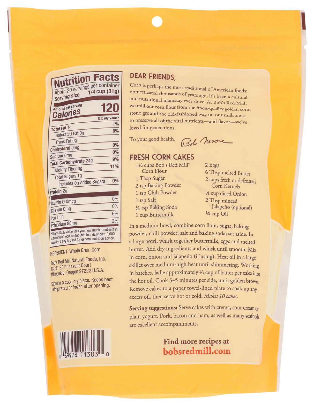 Bob's Red Mill Yellow Corn Flour, 22 Oz - Mighty Depot