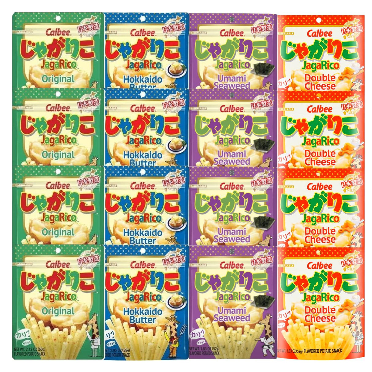 Calbee Jagarico Umami Seaweed Potato, Original Salad, Hokkaido Butter, Low Fat (Pack of 16) - Mighty Depot