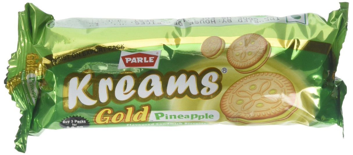 Parle Gold Pineappple Flavored Sandwich Biscuits - 66.72 Grams - Mighty Depot