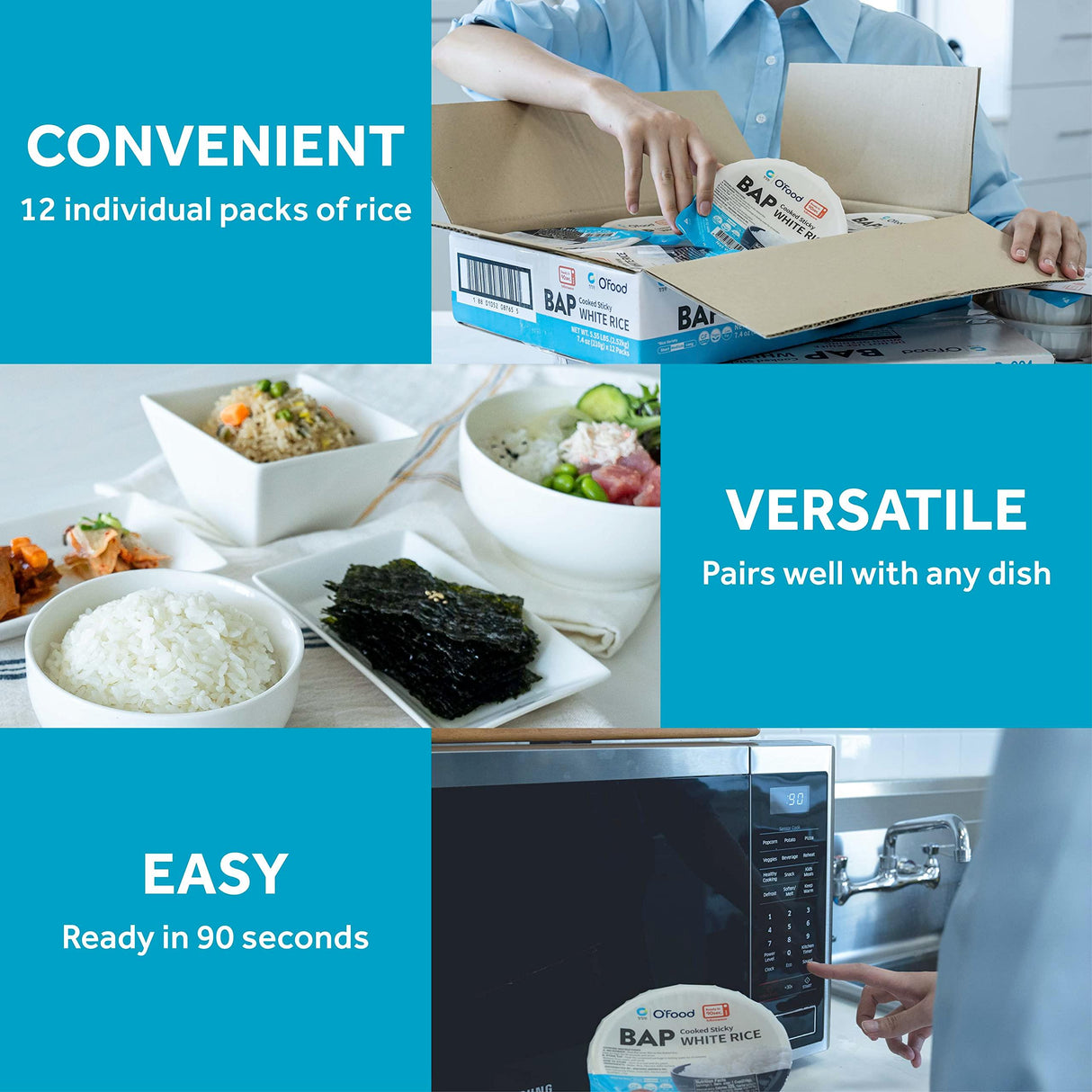 Chung Jung One O'Food BAP, Instant Cooked Sticky White Rice, Ready to Eat, Microwavable & Gluten-Free - Mighty Depot