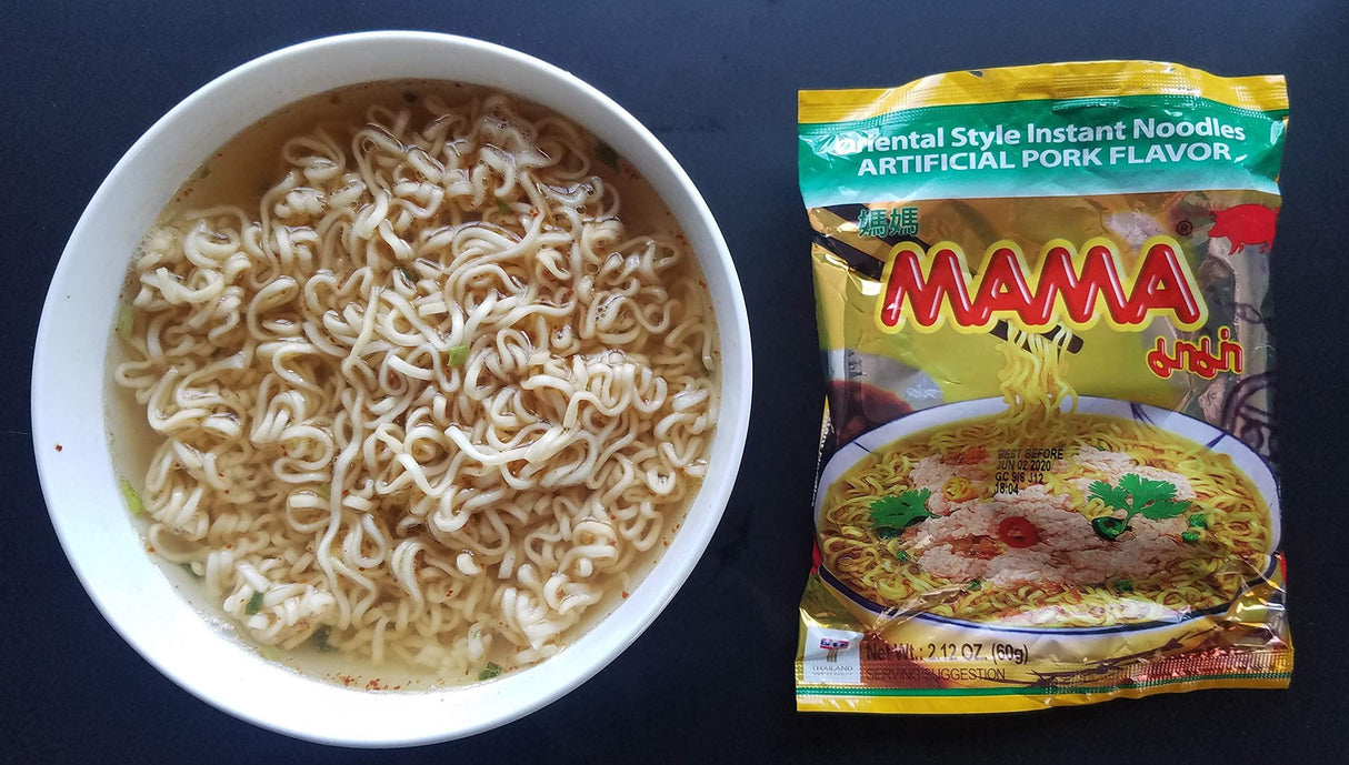 MAMA Oriental Style Instant Ramen Noodles, Artificial Pork Flavor, 2.11 Ounce each (Pack of 10) - Mighty Depot