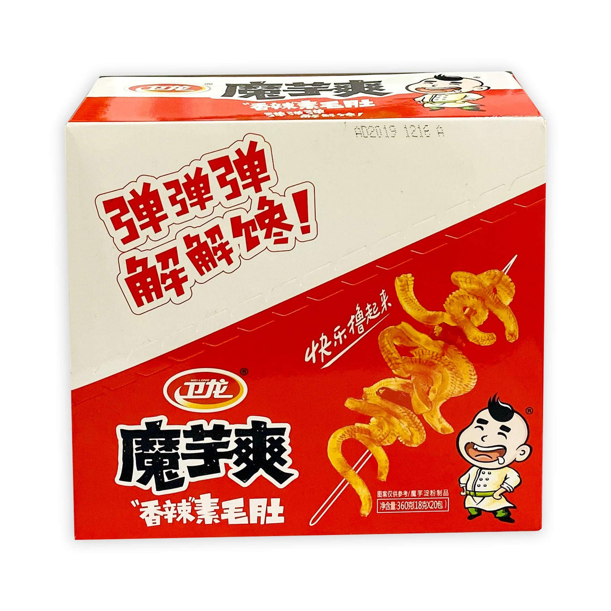WeiLong Chinese food snack 卫龙 中国小吃零食 系列 (Beancurd products魔芋爽 (香辣)20 x 18g (盒), pack of 2) - Mighty Depot