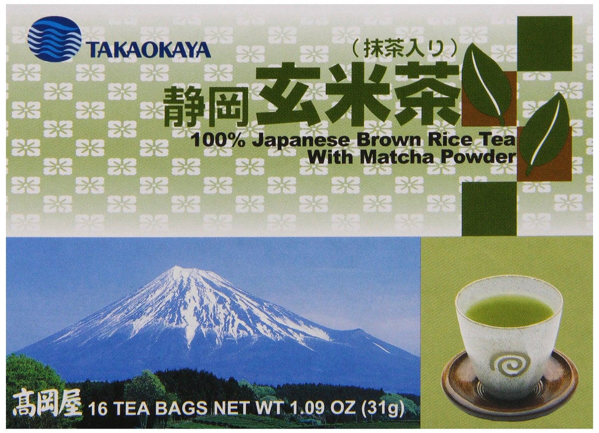 Takaokaya Tea, Genmai-Cha Tea, 16-Count Tea Bags, Pack of 12 - Mighty Depot