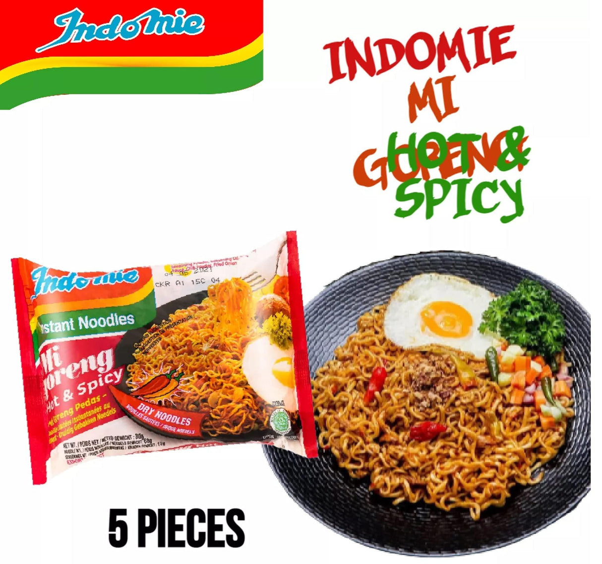 Indomie | Mi Goreng Instant Noodles, Halal Certified, Original Flavor, 3 Ounce (Pack of 12) - Mighty Depot