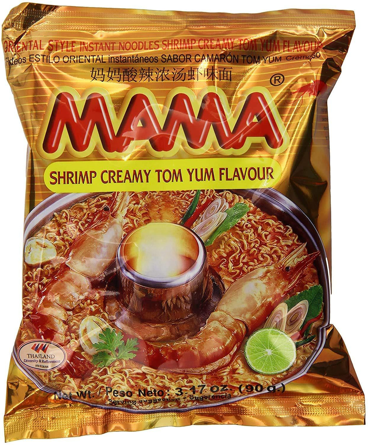 Mama Oriental Style Instant Noodles Shrimp Creamy Tom Yum Flavor, 5 Pkgs.x 3.17 Oz.(90g) - Mighty Depot
