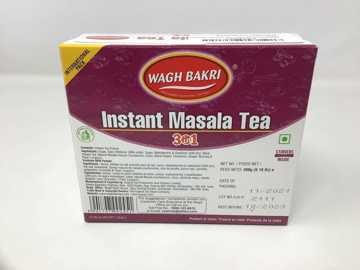 Wagh Bakri Instant Masala Chai Tea Unsweetened - 10 Sachets … - Mighty Depot