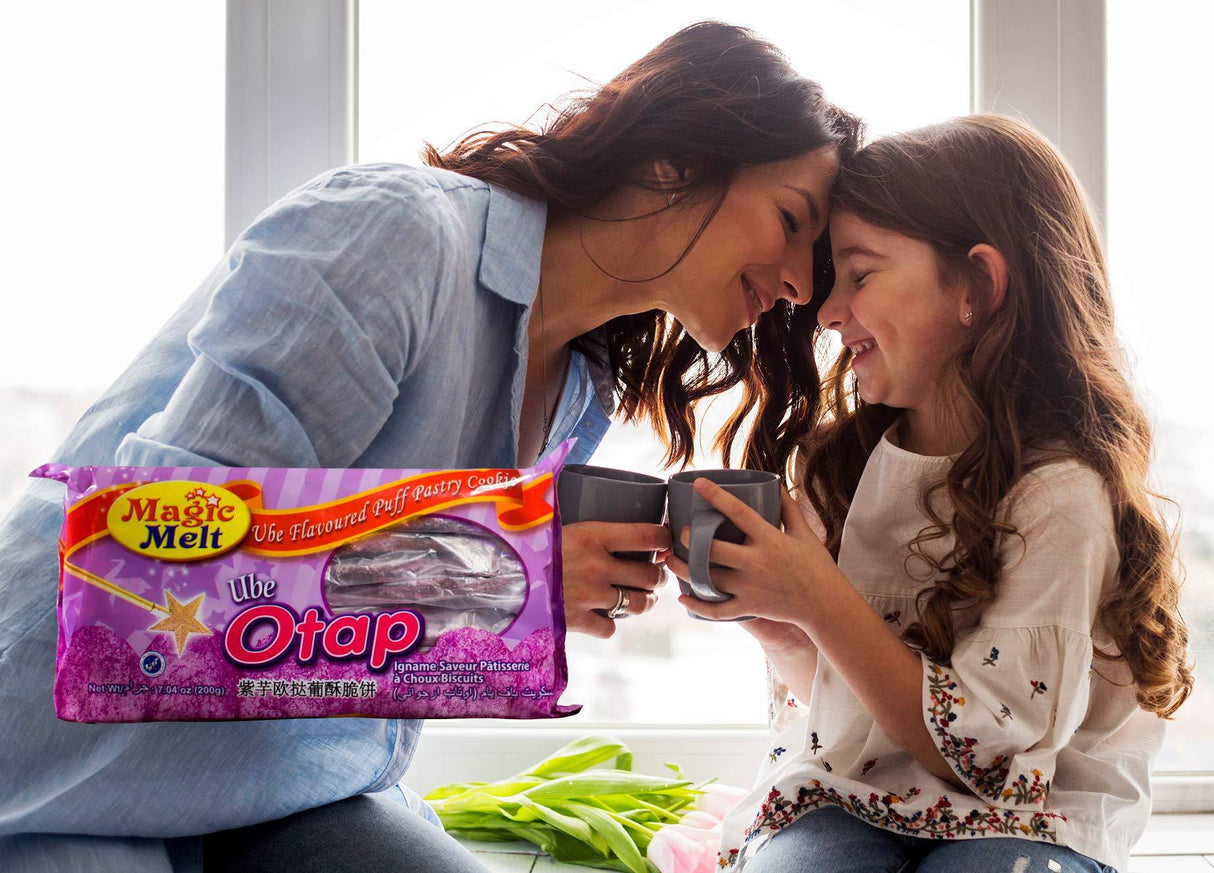 MAGIC MELT Puff Cookie Special Ube OTAP - Best from the Philippines – Purple Yam Oval shaped puff pastry, flaky brittle and garnished with sugar - Mighty Depot