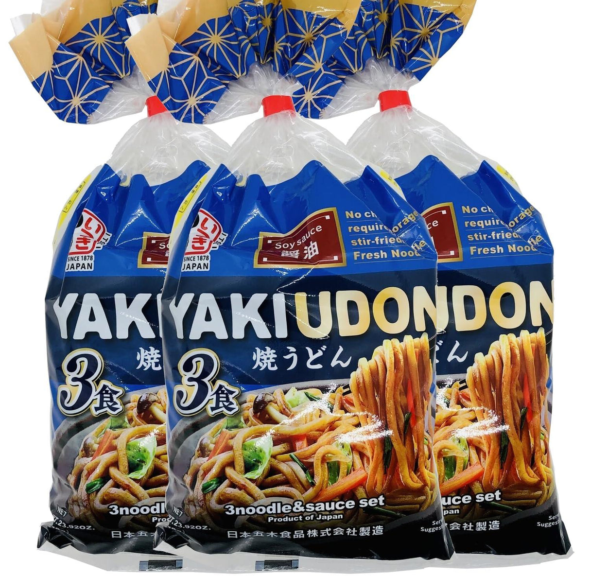 Itsuki Foods Yakiudon 3 servings with Soy Sauce 23.92 Oz (3 Count) - Mighty Depot