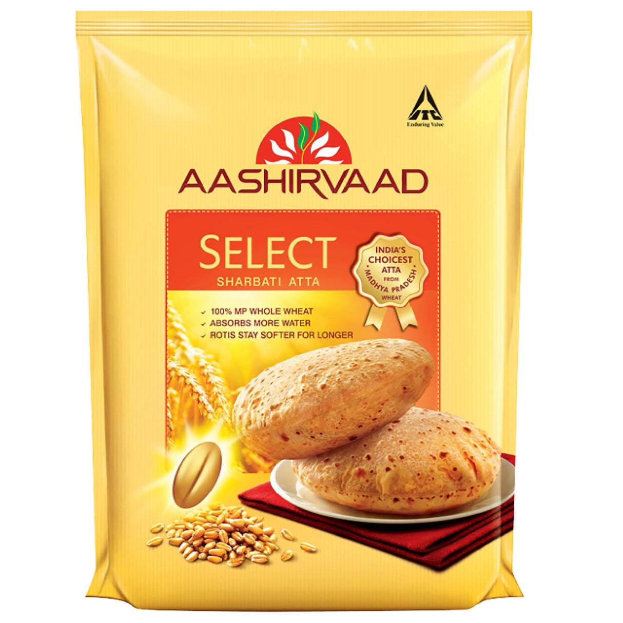 Aashirvaad Select Whole Wheat Sharbati Atta 11 Pound (5 KG) - Mighty Depot