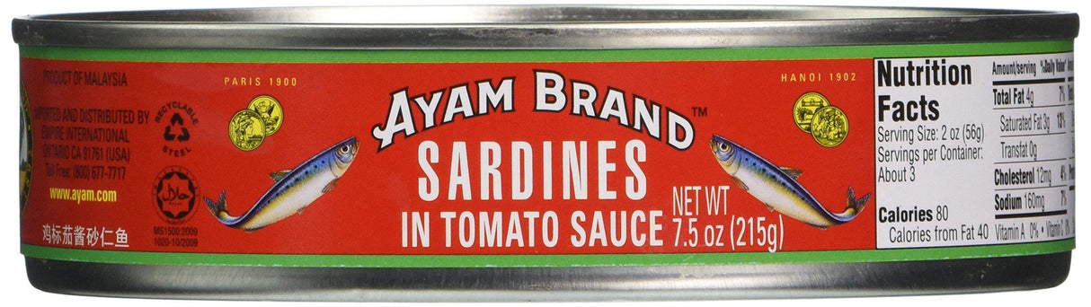 Ayam Sardines in Tomato Sauce, 7.6 Ounce - Mighty Depot