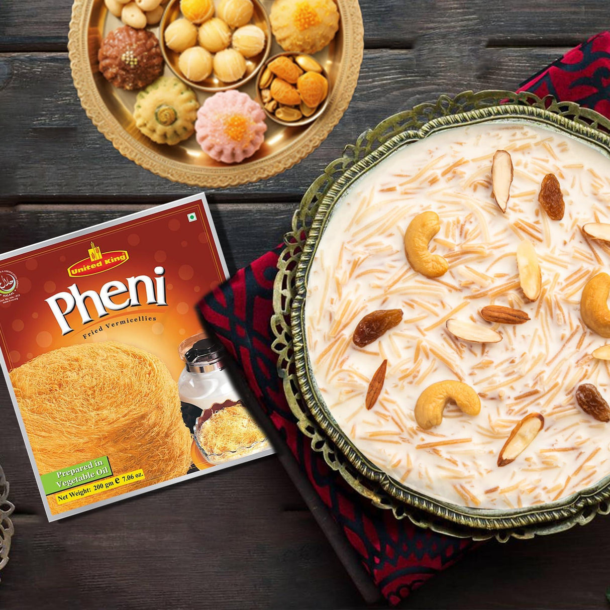 United King Pheni - Fried Vermicelli - 200 Grams (7.05Oz) - Crispy Delight for Festivals & Occasions || Perfect with Milk for Children and All Ages, Rich in Fiber Healthy Snacks for All! - Mighty Depot