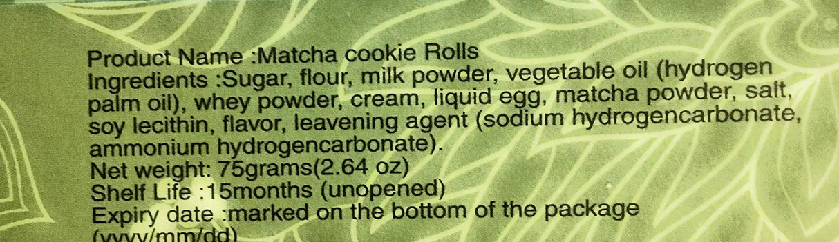 Toko Matcha Cookie Rolls 2.64 Oz(2 Pack) - Mighty Depot